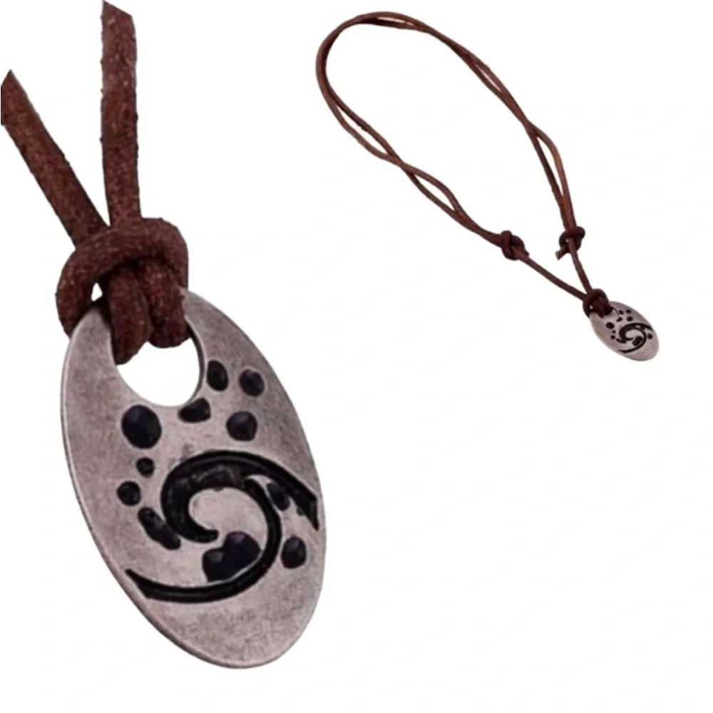 Ocean Wave Pendant Adjustable Length Leather Necklace Brand New